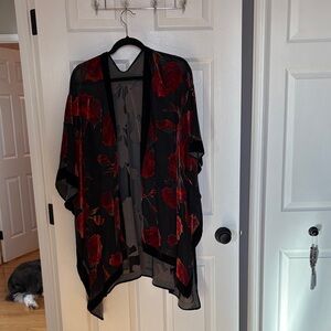 Lovestitch Black and Red Floral Kimono